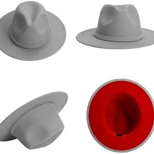 Jazz Fedora Hat- Gray/Red